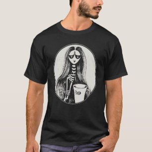 Gothic Skeleton Woman and Coffee Mug T-Shirt