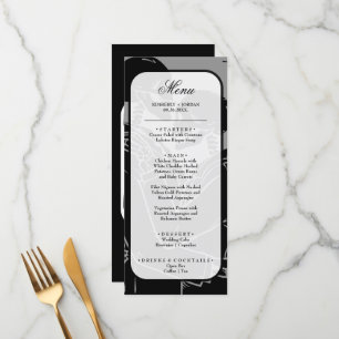 Gothic Skeletons Black and White Wedding Menu