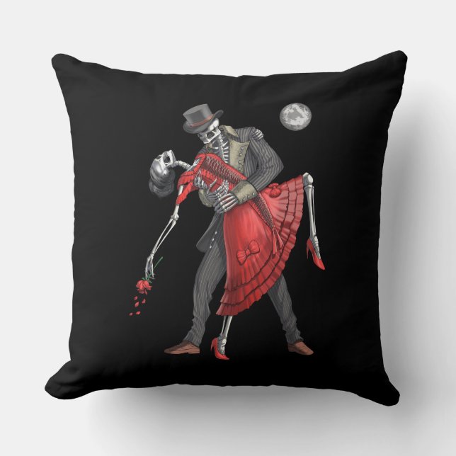 Gothic Skeletons Dancing Cushion (Front)