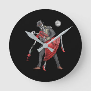 Gothic Skeletons Dancing Round Clock