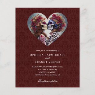 Gothic Skeletons Floral Wedding Invitation