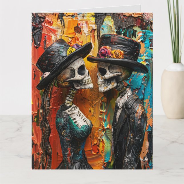 GOTHIC SKELETONS HAPPY ANNIVERSARY GREETING CARD (Front)