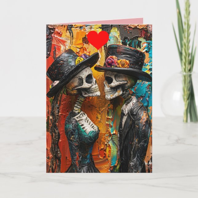 GOTHIC SKELETONS VALENTINE'S DAY GREETING CARD (Front)