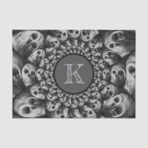 Gothic Skull Abstract Black And White Monogram Tissue Paper
