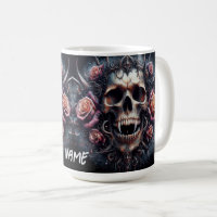 Gothic Skull Adorned with Roses