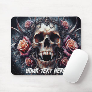Gothic Skull Adorned with Roses Mouse Mat
