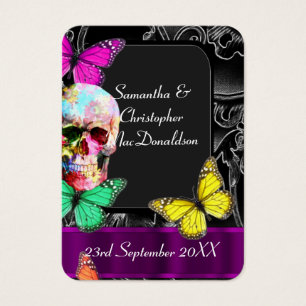 Gothic skull and black wedding favour thank you ta