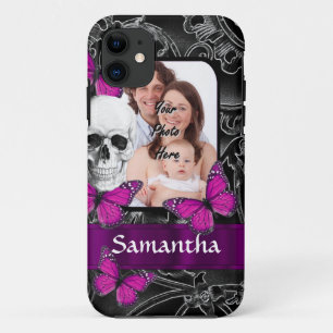 Gothic skull and butterflies iPhone 11 case