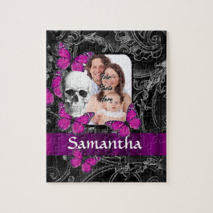 Gothic skull and butterflies jigsaw puzzle