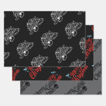 Gothic Skull and Dragon Merry Christmas Gift Paper