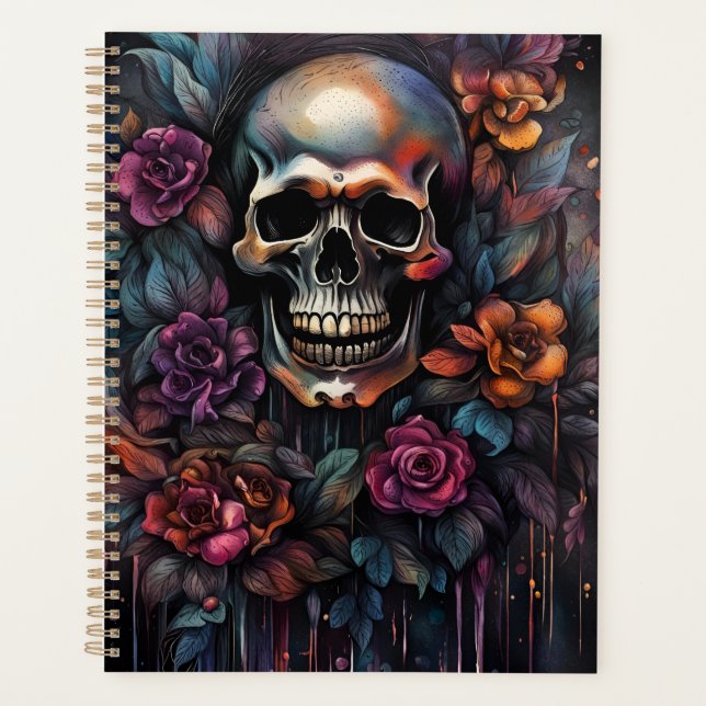 Gothic Skull and Flowers  Planner (Front)