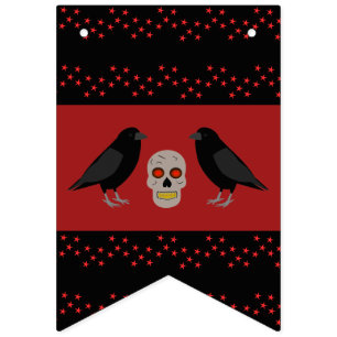 Gothic Skull and Guardian Ravens Halloween Bunting