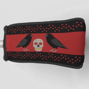 Gothic Skull and Guardian Ravens Halloween Golf Head Cover