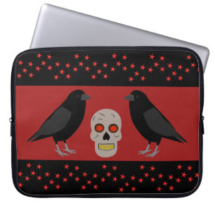 Gothic Skull and Guardian Ravens Halloween Laptop Sleeve