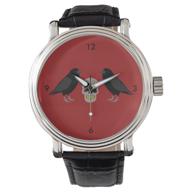 Gothic Skull and Guardian Ravens Halloween Watch (Front)