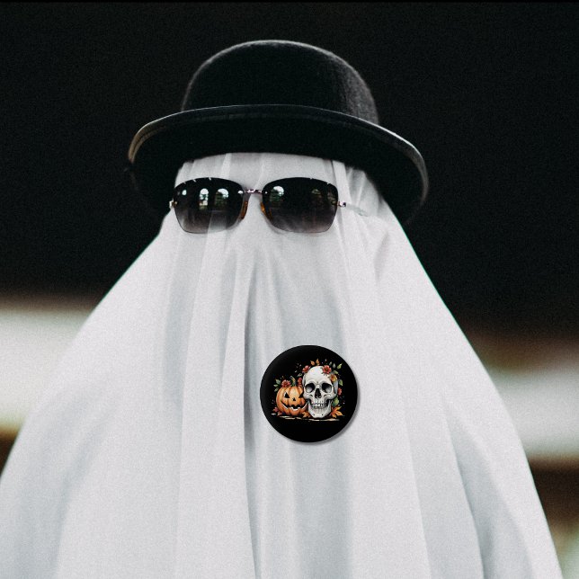 Gothic Skull and Pumpkin  3 Cm Round Badge (Creator Uploaded)