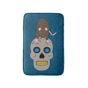 Gothic Skull and Rat Halloween Bath Mat