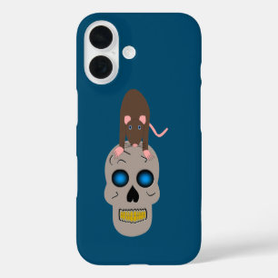 Gothic Skull and Rat Halloween iPhone 16 Case