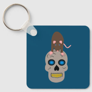 Gothic Skull and Rat Halloween Custom Favour Key Ring
