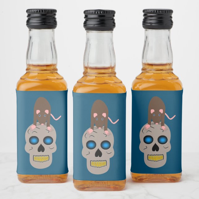Gothic Skull and Rat Halloween Liquor Bottle Label (Bottles)