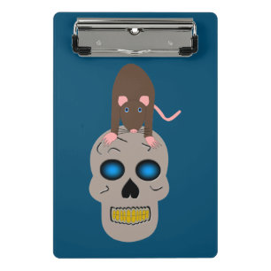 Gothic Skull and Rat Halloween Mini Clipboard
