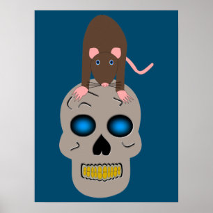 Gothic Skull and Rat Halloween Poster