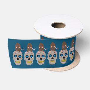 Gothic Skull and Rat Halloween Satin Ribbon