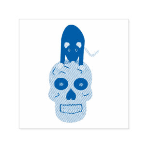 Gothic Skull and Rat Halloween Self-inking Stamp
