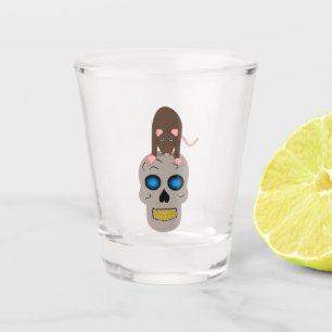 Gothic Skull and Rat Halloween Shot Glass