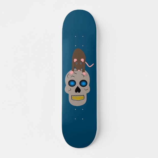 Gothic Skull and Rat Halloween Skateboard (Front)