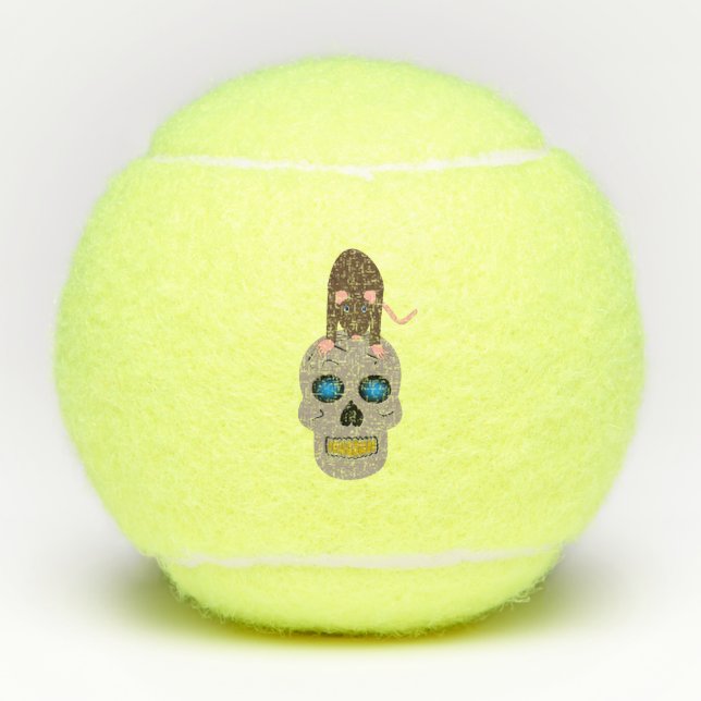 Gothic Skull and Rat Halloween Tennis Balls (Front)