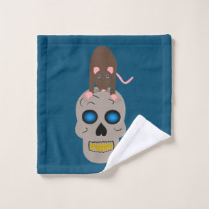 Gothic Skull and Rat Halloween Wash Cloth