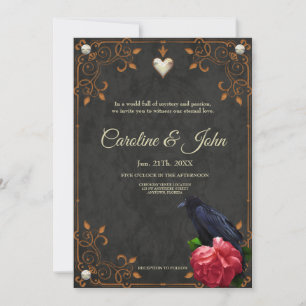 Gothic Skull and Raven.  Invitation