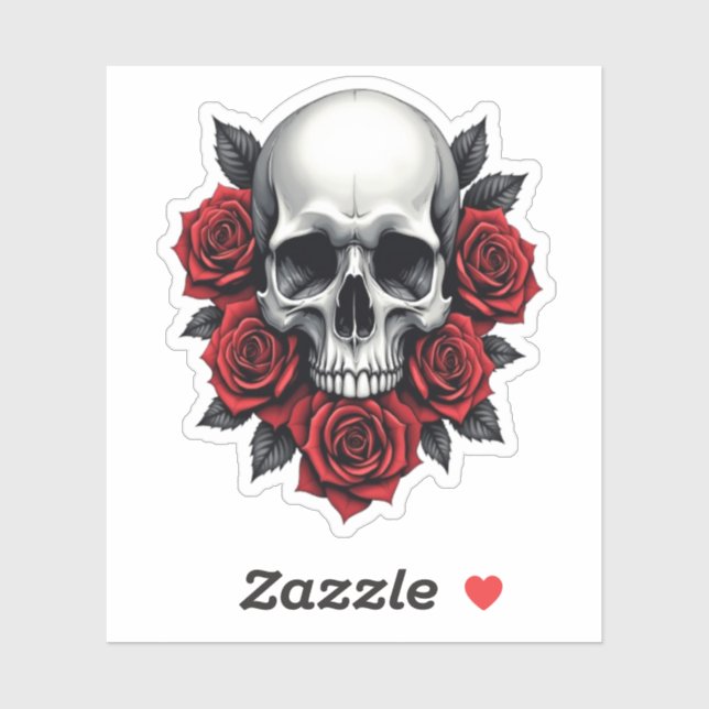 Gothic Skull and Red Roses Dark (Sheet)