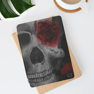 Gothic Skull and Red Roses vibrant iPad Air Cover