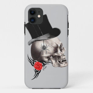 Gothic skull and rose tattoo style iPhone 11 case
