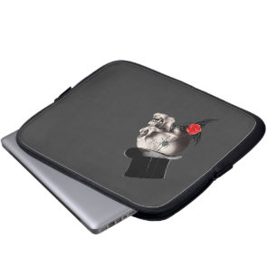 Gothic skull and rose tattoo style laptop sleeve