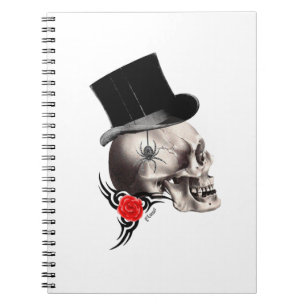 Gothic skull and rose tattoo style notebook