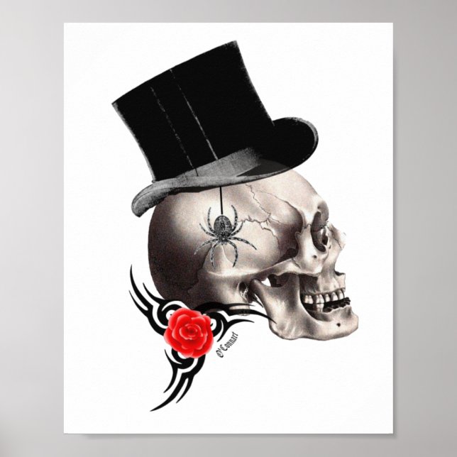 Gothic skull and rose tattoo style poster (Front)