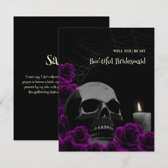 Gothic Skull and Roses Bridesmaid Proposal Card (Front/Back)