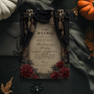 Gothic Skull and Roses Halloween Party Invitation