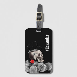 Gothic Skull and Roses  Luggage Tag