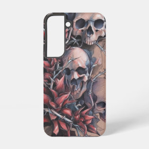 Gothic Skull and Thorn Red Flower Samsung Galaxy Case