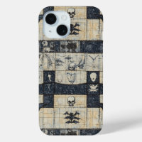 Gothic Skull & Bat Denim Collage