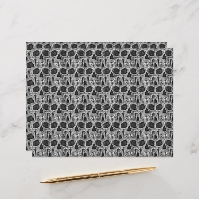 Gothic Skull Black And White Grunge Cool Pattern (Front/Back In Situ)