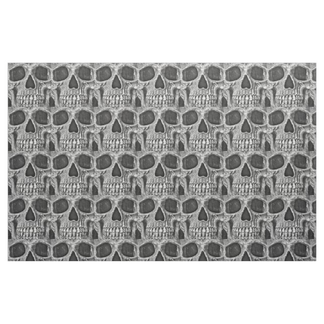 Gothic Skull Black And White Grunge Cool Pattern Fabric (Fat Quarter)