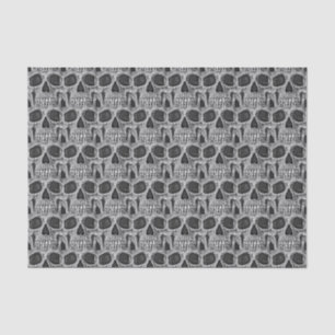 Gothic Skull Black And White Grunge Cool Pattern Tissue Paper