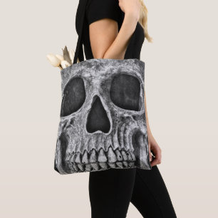 Gothic Skull Black And White Grunge Cool Tote Bag