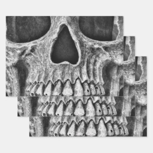 Gothic Skull Black And White Grunge Cool Wrapping Paper Sheet