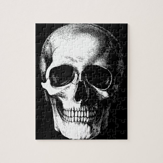 Gothic Skull Black Halloween Spooky Jigsaw Puzzle (Vertical)